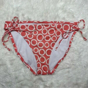 Victoria’s Secret Swim Bottoms Bikini Tie Sides Circles Peach & White Size Large